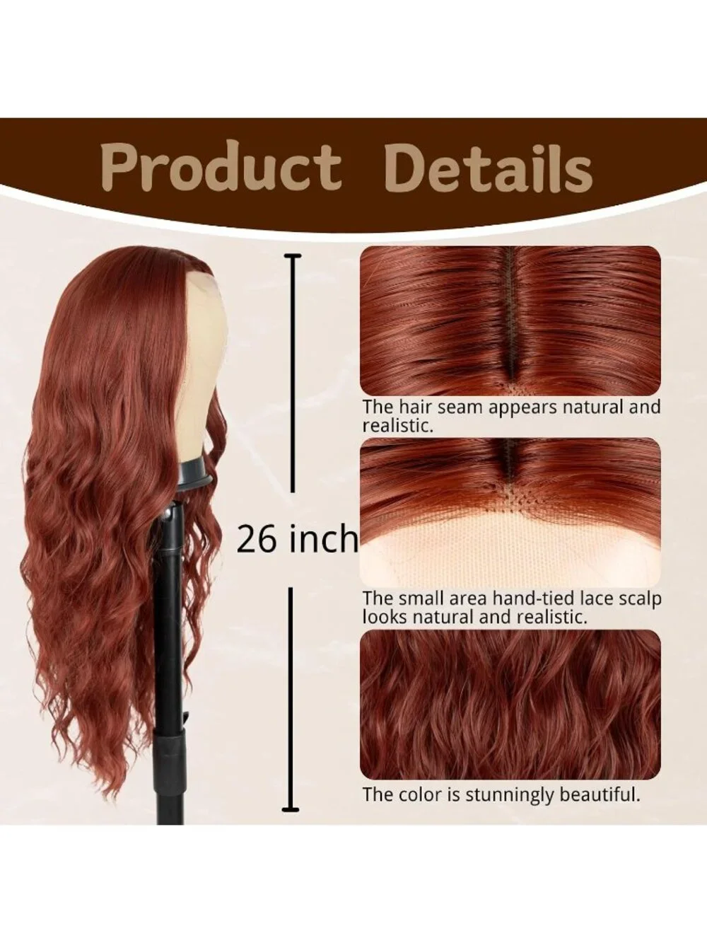 Women's Auburn 26 Inch Charming Middle Part Heat Resistant Fiber Wigs